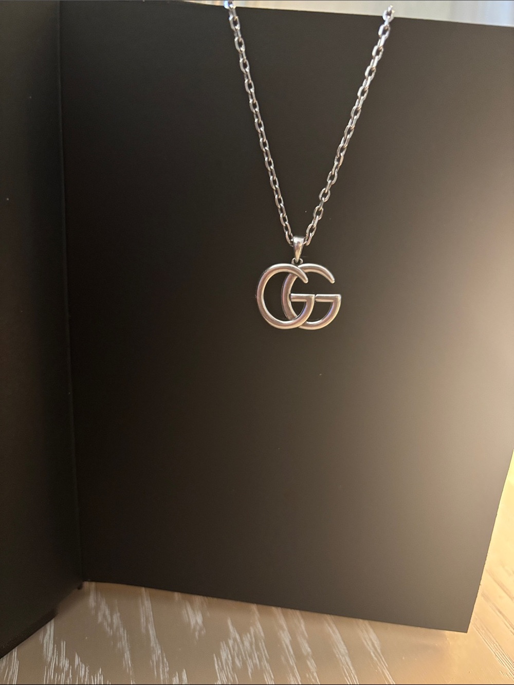 Gucci Silver Double G Pendant Necklace 16 inches